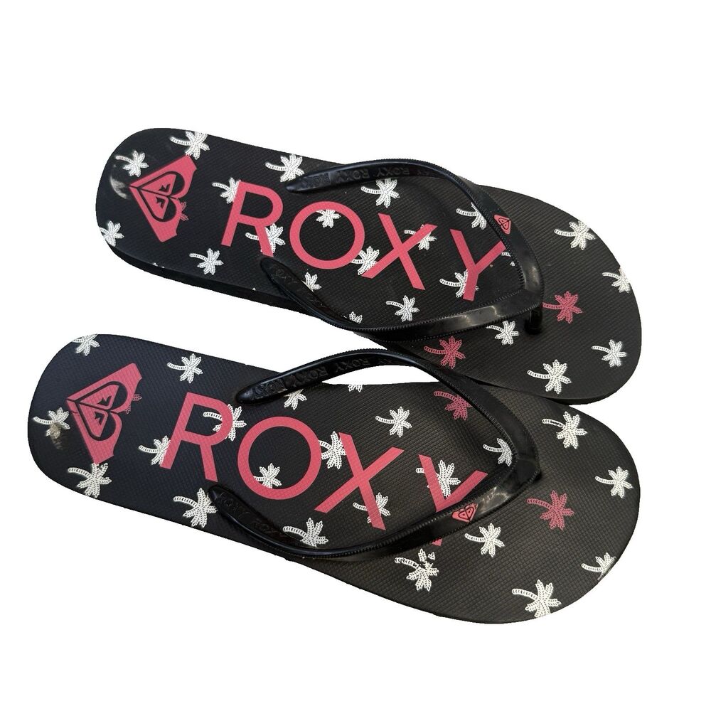 Roxy Women's Size 9 Black Sandals Flip Flops Slip On Beach Casual EUC